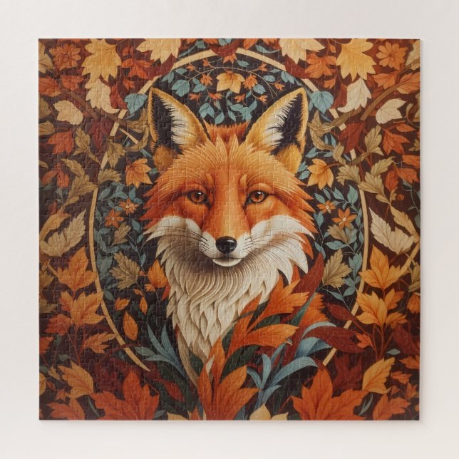 Seasonal Fall Leaves Red Fox Face Jigsaw Puzzle (Vertical)