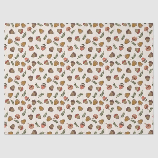 Seasonal Fall Mushrooms and Acorns Tissue Paper (Front)