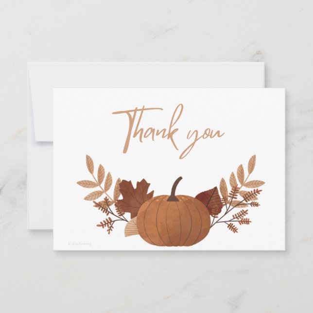 Seasonal Fall Pumpkin Thank You Card (Front)