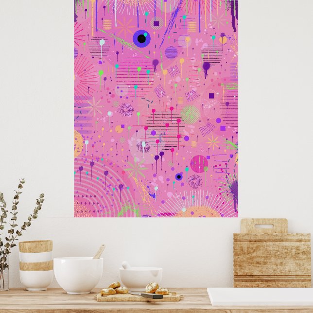 Seasonal Fruit Salad: Abstract Painting Poster (Kitchen)