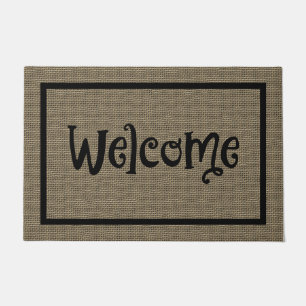 Seasonal Fun Fall Faux Burlap Welcome Mat Large