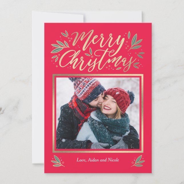 Seasonal Glow Editable Colour Christmas Card (Front)