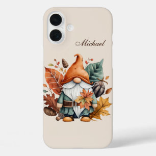 Seasonal gnome add name iPhone 16 plus case