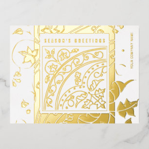 Seasonal Greetings Elegant Modern Classic Business Foil Holiday Postcard