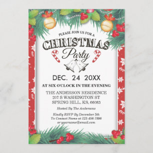 Seasonal Holiday Family Reunion Christmas Party Invitation