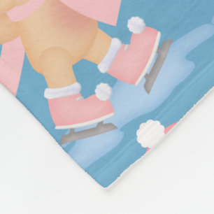 Seasonal Ice skating pig winter fleece Blanket