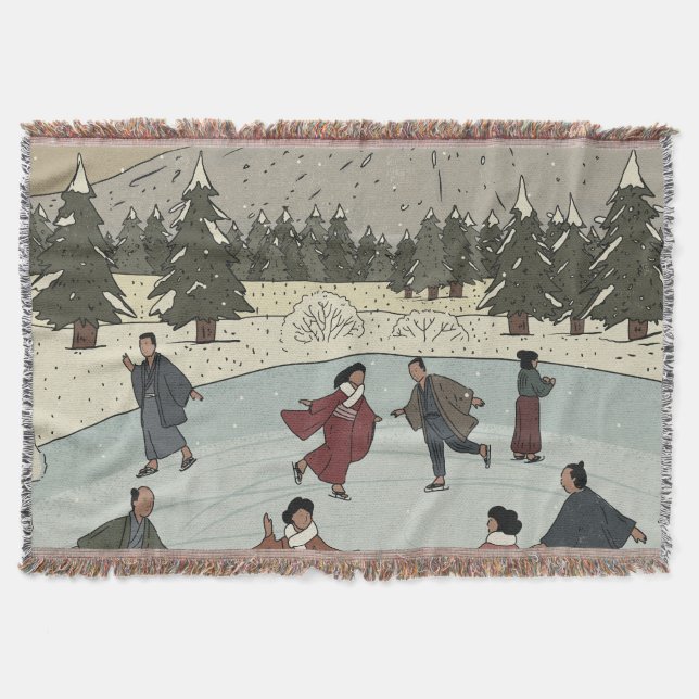 Seasonal Ice Skating Throw Blanket (Front)