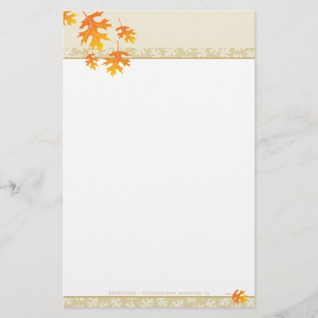 SEASONAL NOTEPAPER :: mache leaves 3 Stationery (Front)