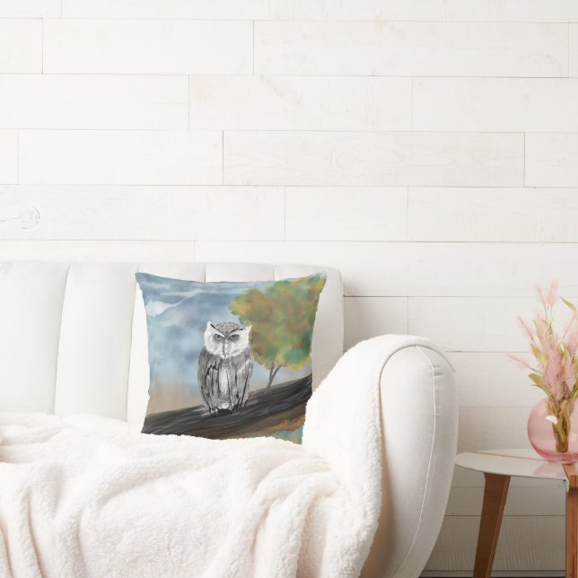 Seasonal Owl Painting in Nature Wonders Cushion (Couch)