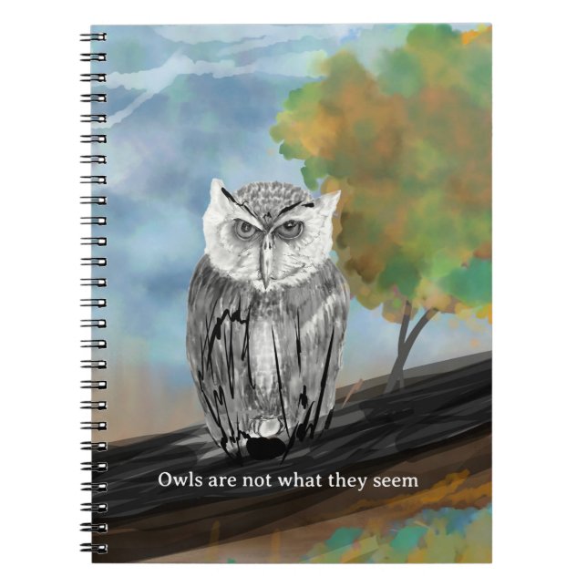 Seasonal Owl Painting in Nature Wonders Notebook (Front)