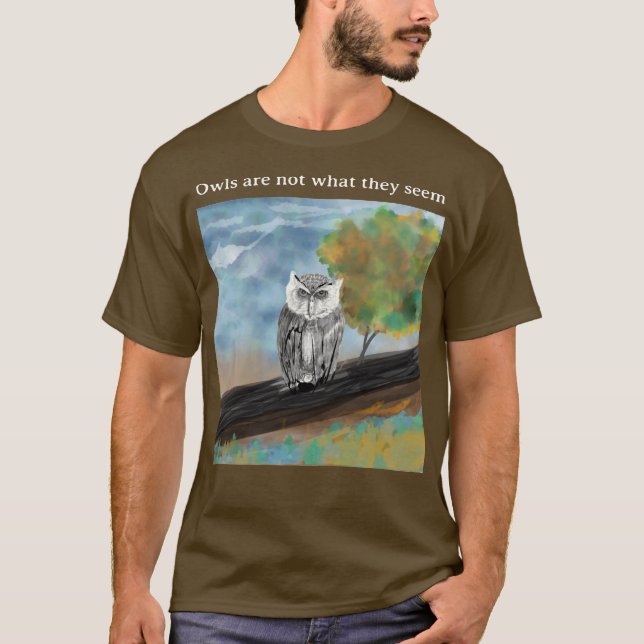 Seasonal Owl Painting in Nature Wonders T-Shirt (Front)