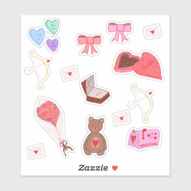 Seasonal Planner Sticker Pack, Valentine Aesthetic (Sheet)