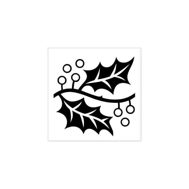 Seasonal Right Holly Decor Custom Rubber Stamp (Imprint)