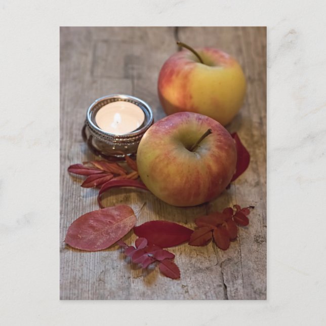Seasonal romantic autmnal apples leaves still life postcard (Front)