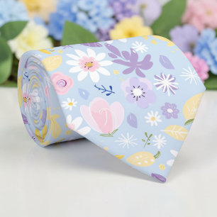 Seasonal Spring Pastel Floral Necktie Tie