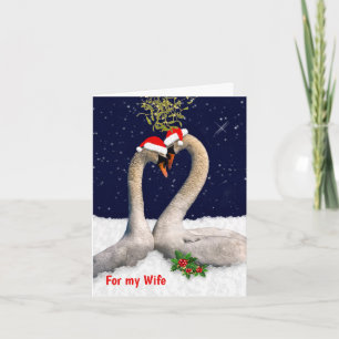 Seasonal Swans Christmas Card WIFE