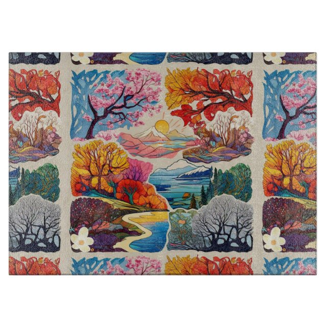 "Seasonal Symphony" Cutting Board (Front)