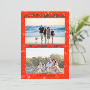 Seasonal Very Merry Family Photo Christmas Flat Card