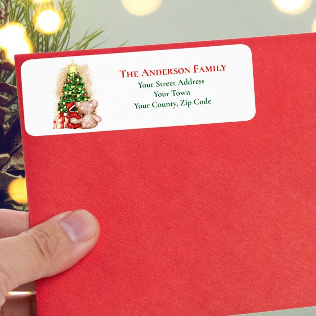 Seasonal Watercolor Christmas Tree Teddy Name (Creator Uploaded)