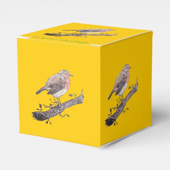 seasonal wild birds robin for christmas favour box (Front Side)