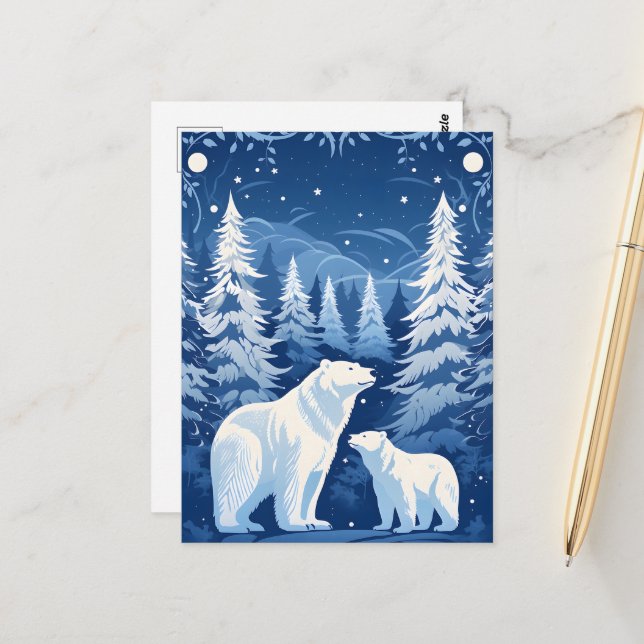 Seasonal Winter bear lovers Postcard (Front/Back In Situ)