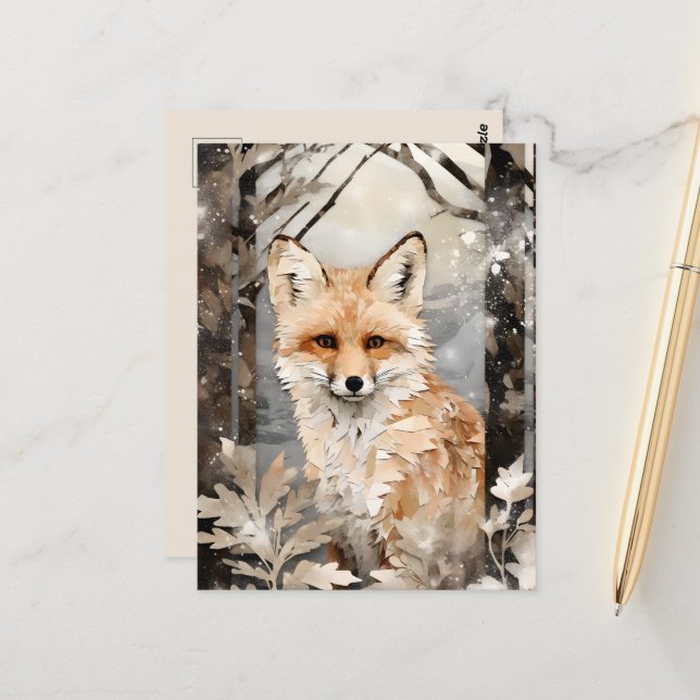 Seasonal Winter wolf lovers  Postcard (Front/Back In Situ)