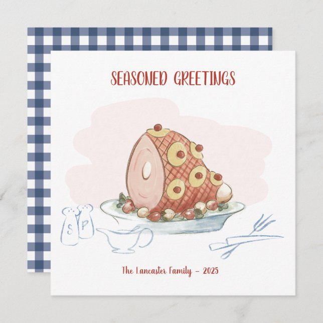 Seasoned Greetings - Pineapple Glazed Ham Holiday Card (Front/Back)