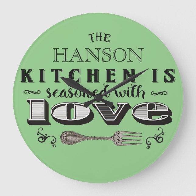 Seasoned with love custom kitchen design large clock (Front)