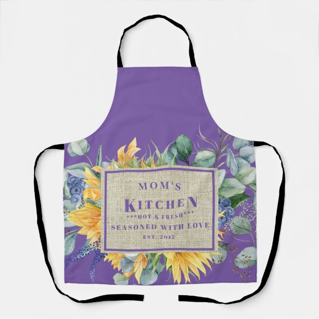 Seasoned with Love Mum's Kitchen Custom Lavender Apron (Front)