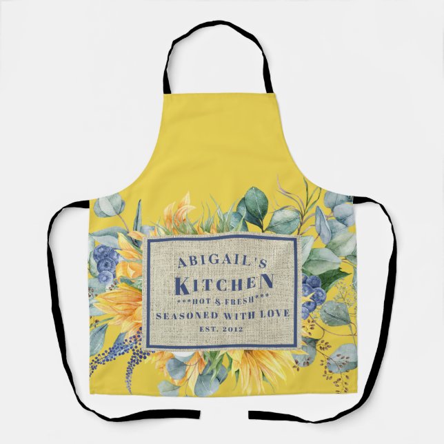 Seasoned with Love Sunflower Custom Apron (Front)