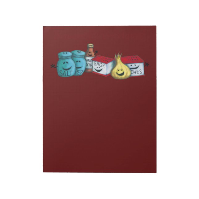 Seasonings Greetings! Cute Whimsical Christmas Notepad (Rotated)