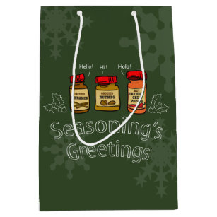 Seasoning's Greetings Funny Holiday Pun Medium Gift Bag