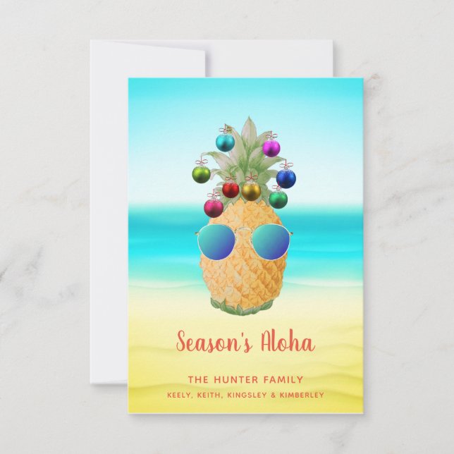 Season's Aloha Christmas Pineapple  | Card (Front)