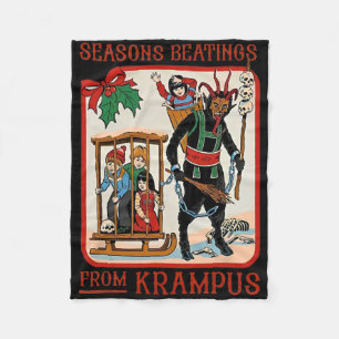 Seasons Beatings From Krampus Christmas Fleece Blanket