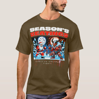 Seasons Beatings Santa Claus vs Krampus T-Shirt
