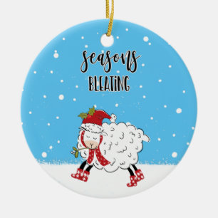 seasons bleatings lamb sheep funny joke christmas ceramic tree decoration