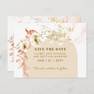 Seasons Fall Earthen Boho Floral Wedding SAVE DATE Postcard