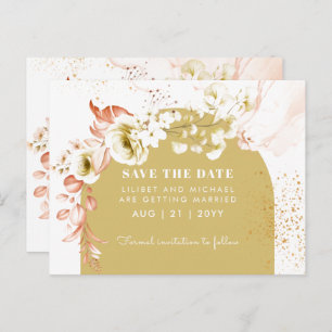Seasons Fall Earthen Boho Floral Wedding SAVE DATE Postcard