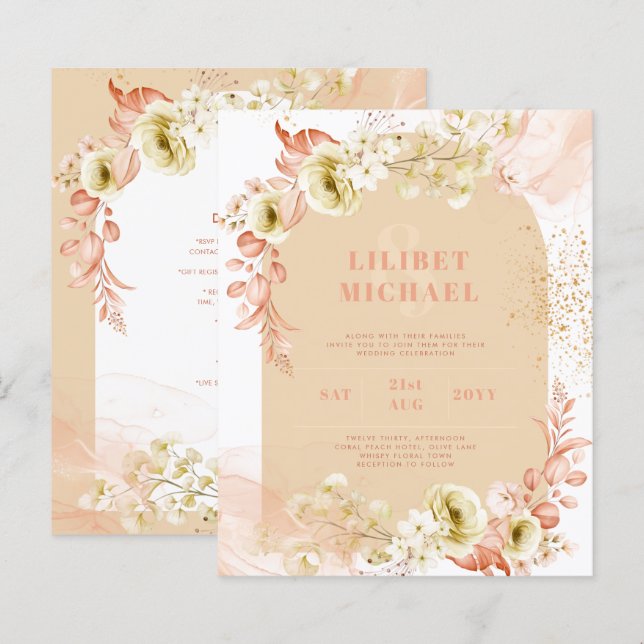 Seasons Fall Earthen Mix Boho Floral Wedding (Front/Back)