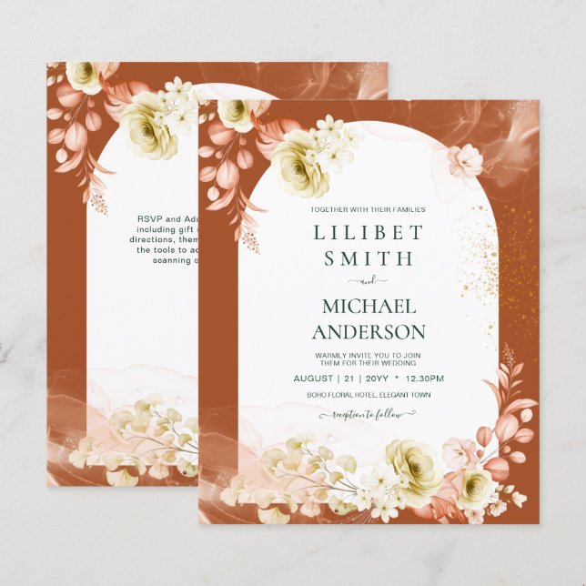Seasons Fall Earthen Mix Boho Floral Wedding (Front/Back)