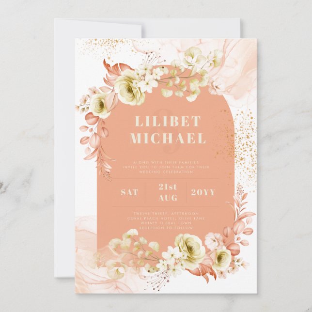 Seasons Fall Earthen Mix Boho Floral Wedding Invitation (Front)