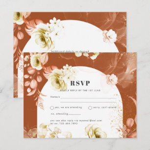 Seasons Fall Earthen Mix Boho Floral Wedding RSVP Postcard
