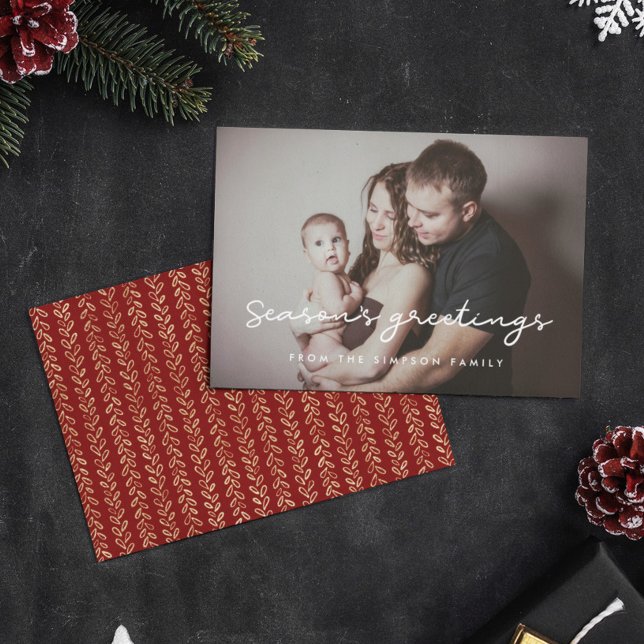 Season's Freetings Minimalist Holiday Photo Card (Creator Uploaded)