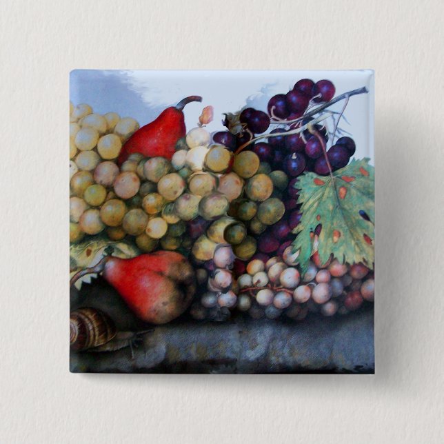 SEASON'S FRUITS 1 - GRAPES AND PEARS 15 CM SQUARE BADGE (Front)