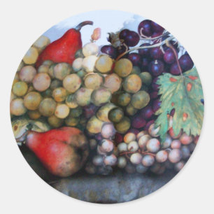 SEASON'S FRUITS 1 - GRAPES AND PEARS CLASSIC ROUND STICKER