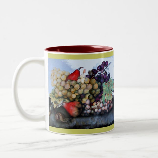 SEASON'S FRUITS 1 - GRAPES AND PEARS Two-Tone COFFEE MUG (Left)