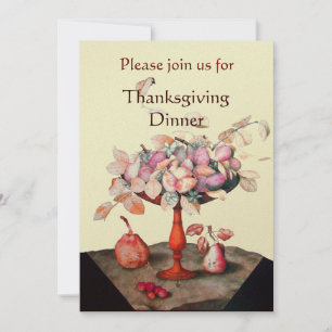 SEASON'S FRUITS 5 Thanksgiving Dinner Party Gold Invitation