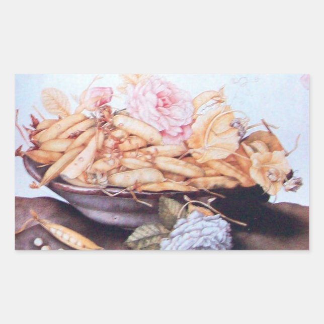 SEASON'S FRUITS 6 - BEANS AND ROSES RECTANGULAR STICKER (Front)