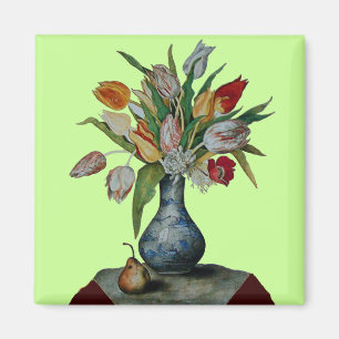 SEASON'S FRUITS AND FLOWERS - TULIPS IN BLUE VASE MAGNET