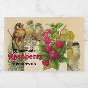 SEASON'S FRUITS / BIRDS AND RASPBERRIES PRESERVES FOOD LABEL